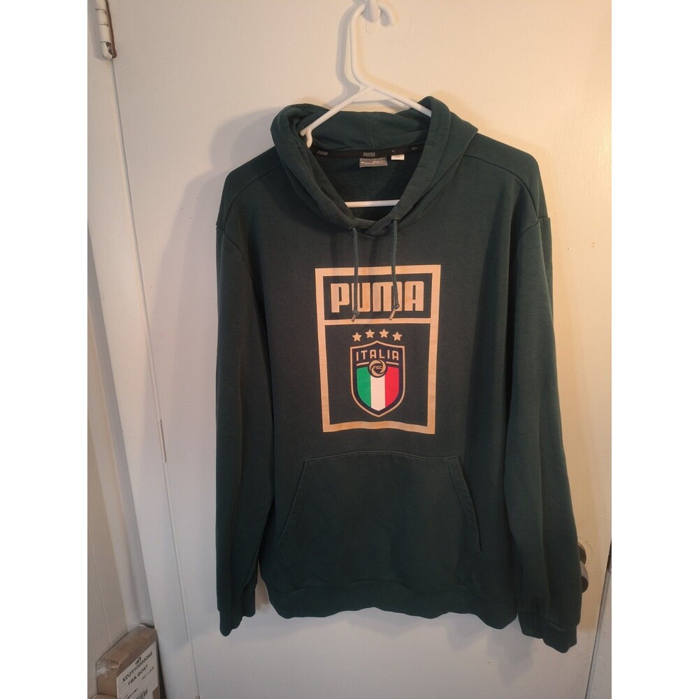Puma Italia Hoodie Mens XL Green FIGC Italy Soccer Pullover Sweatshirt